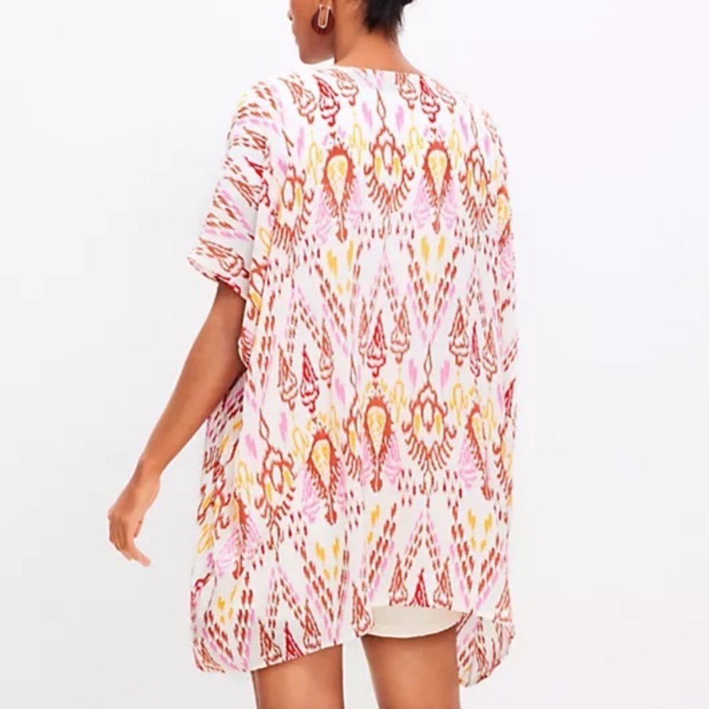 NWT Loft M L Ikat Kimono Beach Cover Open Shawl Boho